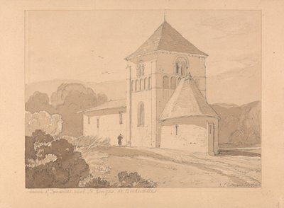 Kerk van Yainville, nabij Saint Georges de Bocherville, Normandië door John Sell Cotman